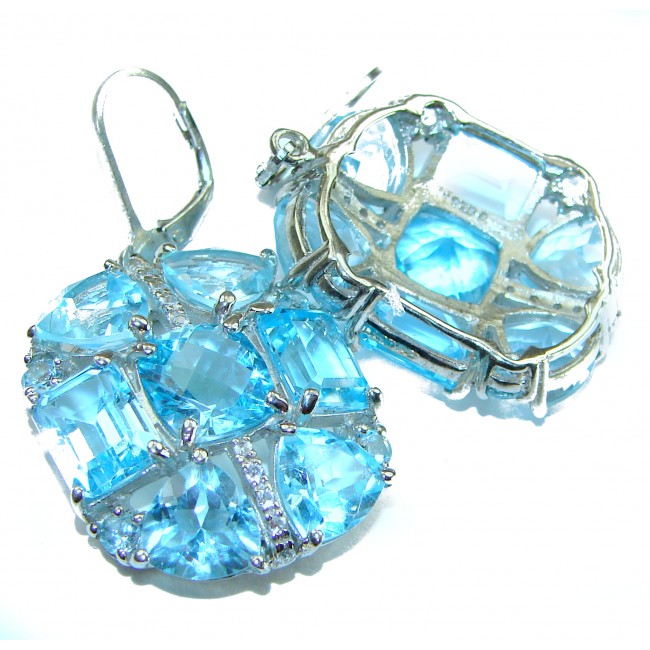 Ocean Drops authentic Swiss Blue Topaz .925 Sterling Silver handcrafted earrings