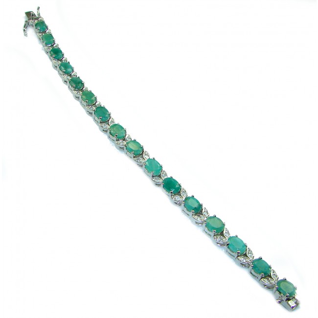 Luxurious authentic Emerald .925 Sterling Silver handmade Bracelet