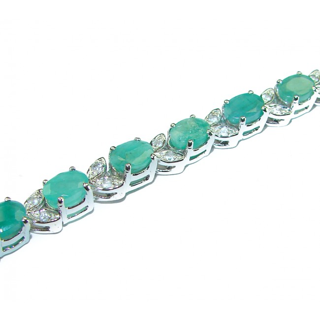 Luxurious authentic Emerald .925 Sterling Silver handmade Bracelet