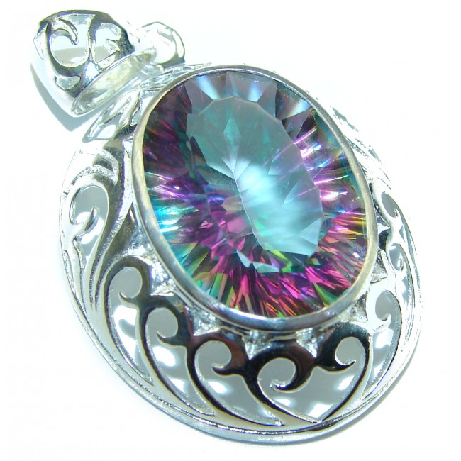 9.5 carat oval cut Mystic Topaz .925 Sterling Silver handcrafted Pendant