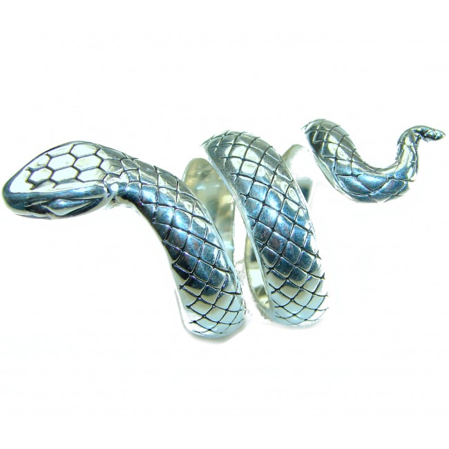 Large Boa Snake .925 Sterling Silver handcrafted Statement Ring size 8