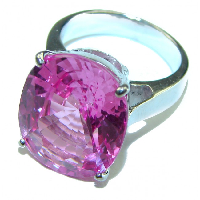 Blooming Orchid 17.5 carat OVAL cut Pink Topaz .925 Silver handcrafted Cocktail Ring s. 5 3/4