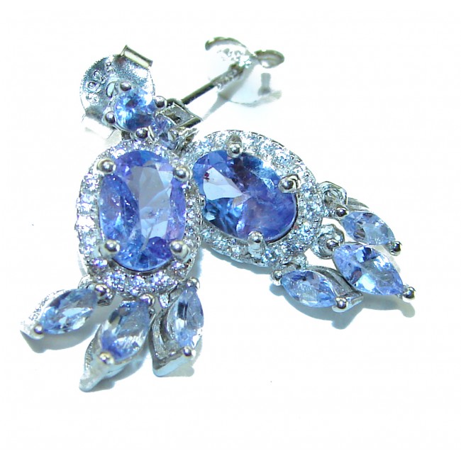 Luxurious Natural Tanzanite .925 Sterling Silver handmade earrings