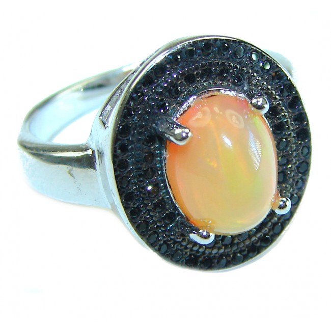 Golden Galaxy Genuine 6.5 carat Ethiopian Opal .925 Sterling Silver handmade Ring size 8 3/4