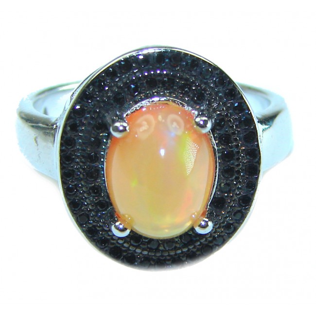 Golden Galaxy Genuine 6.5 carat Ethiopian Opal .925 Sterling Silver handmade Ring size 8 3/4