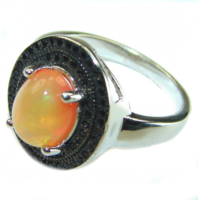 Golden Galaxy Genuine 6.5 carat Ethiopian Opal .925 Sterling Silver handmade Ring size 8 3/4