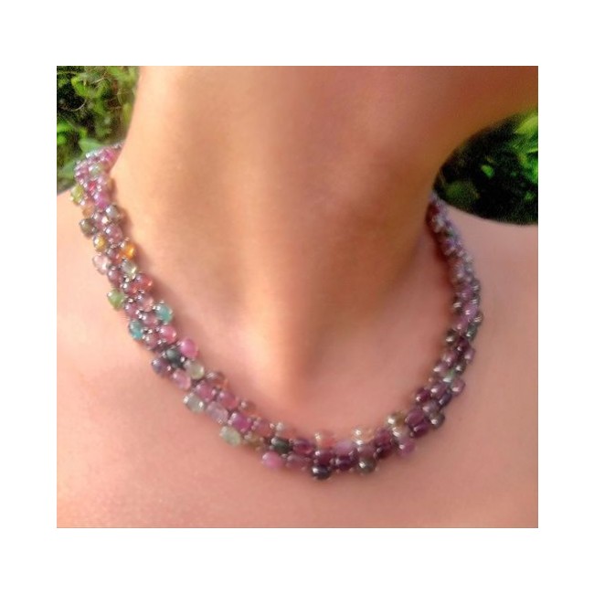 Luxurious authentic Brazilian Watermelon Tourmaline .925 Sterling Silver handcrafted necklace