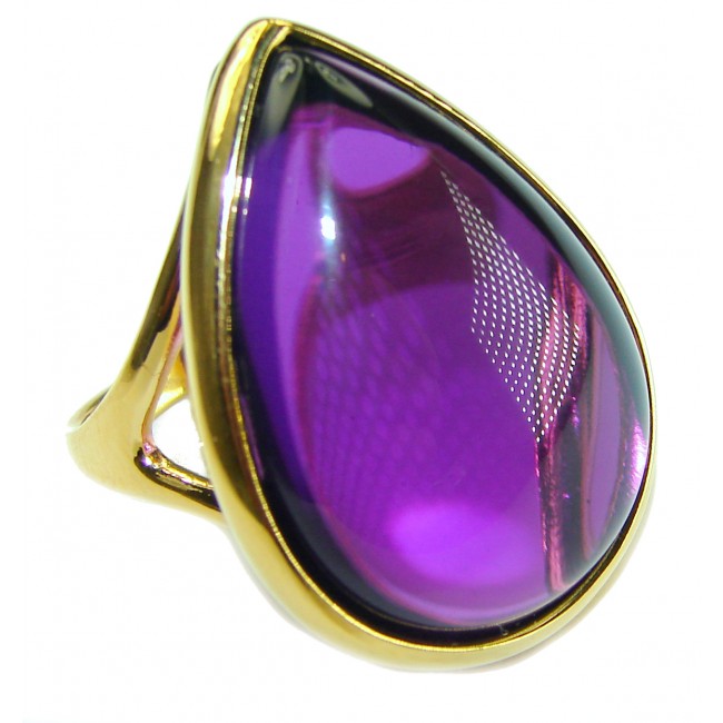 Spectacular Amethyst 14K Gold over .925 Sterling Silver Handcrafted Large Ring size 6