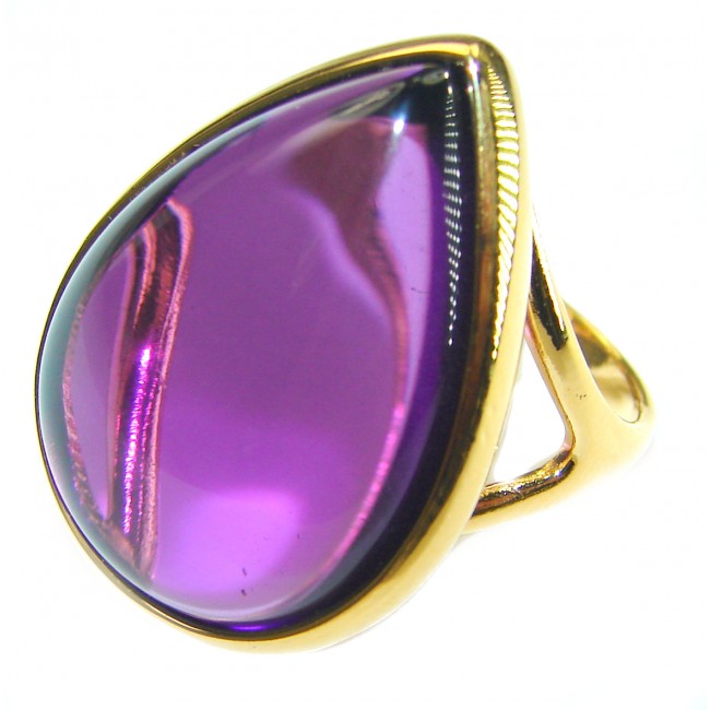 Spectacular Amethyst 14K Gold over .925 Sterling Silver Handcrafted Large Ring size 6