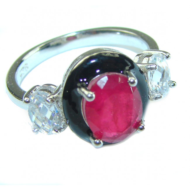 Art Decor quality unique Ruby .925 Sterling Silver handcrafted Ring size 7 1/4