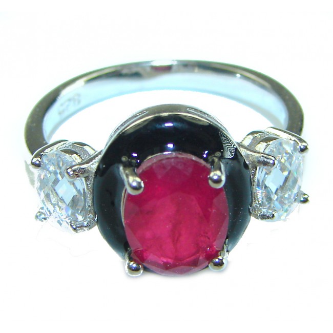 Art Decor quality unique Ruby .925 Sterling Silver handcrafted Ring size 7 1/4