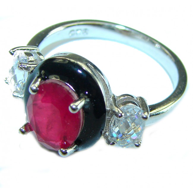 Art Decor quality unique Ruby .925 Sterling Silver handcrafted Ring size 7 1/4