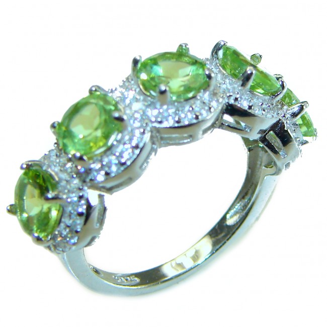 Genuine Peridot .925 Sterling Silver handmade Ring size 5