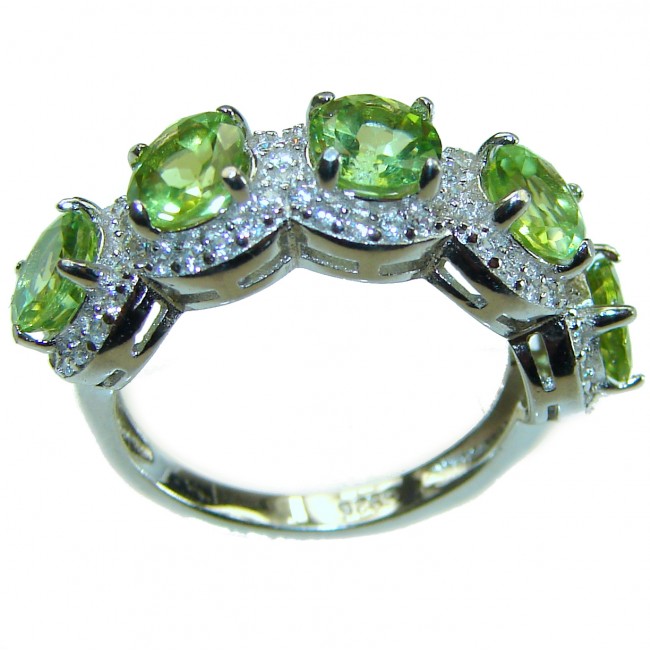 Genuine Peridot .925 Sterling Silver handmade Ring size 5