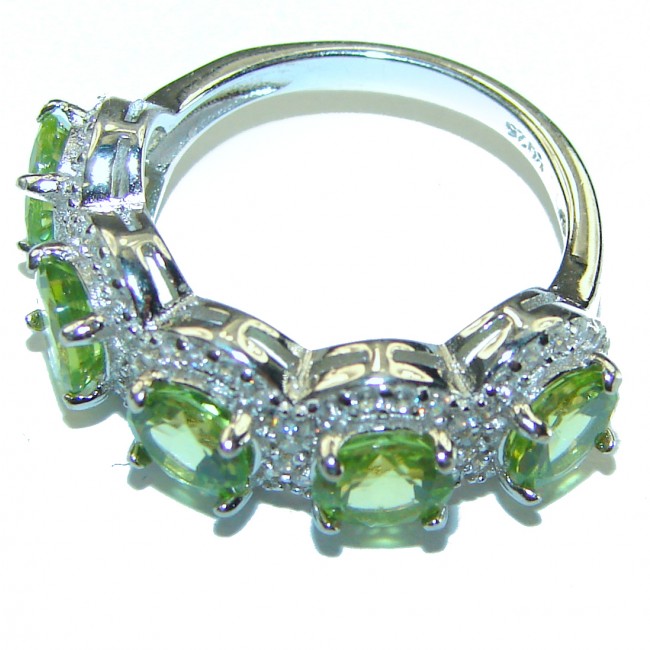 Genuine Peridot .925 Sterling Silver handmade Ring size 5