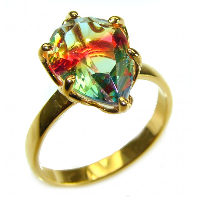 Brazilian Tourmaline 18K Gold over .925 Sterling Silver Perfectly handcrafted Ring s. 9