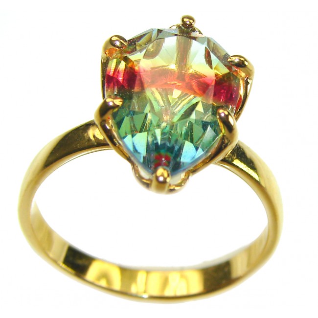 Brazilian Tourmaline 18K Gold over .925 Sterling Silver Perfectly handcrafted Ring s. 9