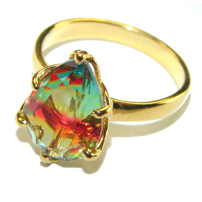 Brazilian Tourmaline 18K Gold over .925 Sterling Silver Perfectly handcrafted Ring s. 9