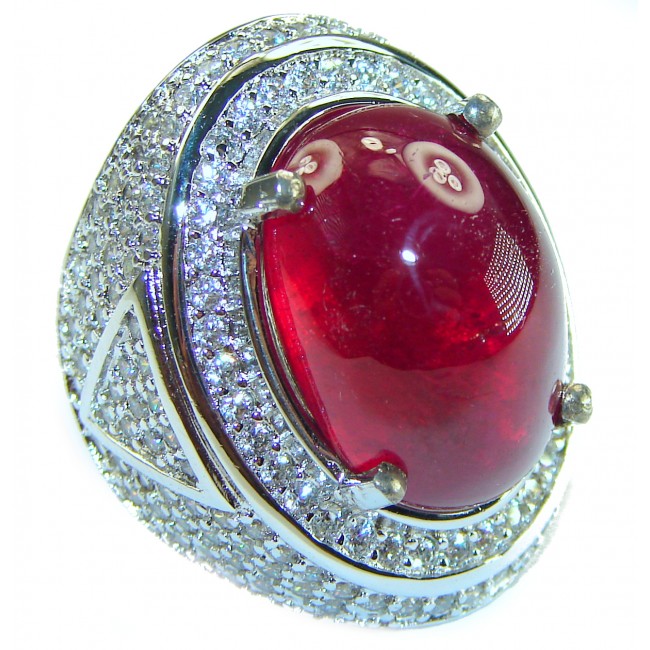 The Crimson Flame 26.5 CARAT Ruby .925 Sterling Silver handcrafted Ring size 7