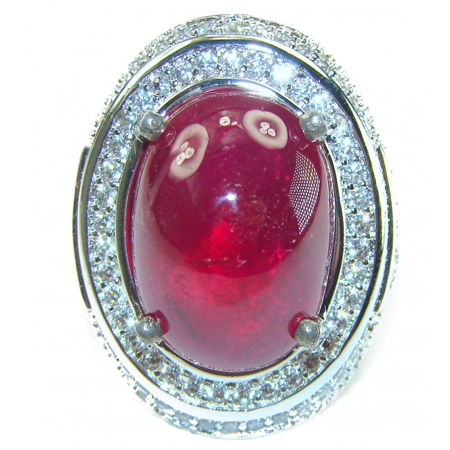 The Crimson Flame 26.5 CARAT Ruby .925 Sterling Silver handcrafted Ring size 7