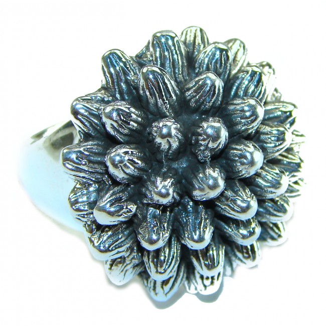 Large Flower Bali made .925 Sterling Silver handcrafted Ring s. 8