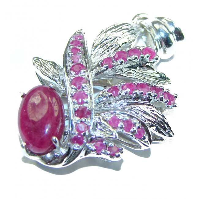 Luxurious Style Red Ribbon Ruby .925 Sterling Silver handmade Pendant