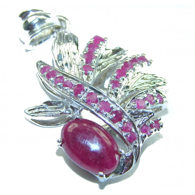 Luxurious Style Red Ribbon Ruby .925 Sterling Silver handmade Pendant