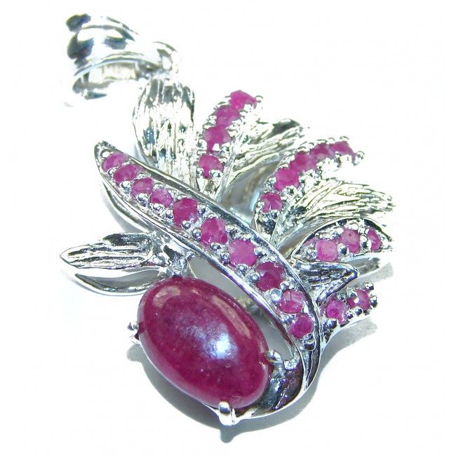 Luxurious Style Red Ribbon Ruby .925 Sterling Silver handmade Pendant