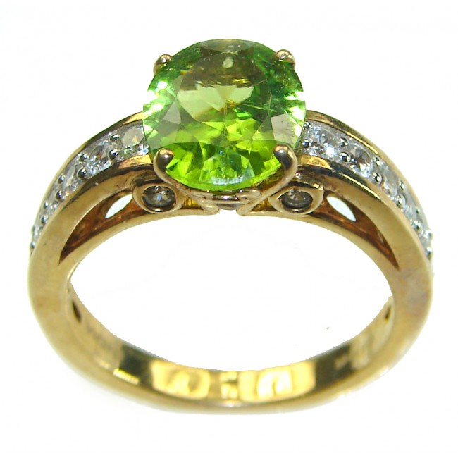 Incredible authentic Peridot 14K Gold over .925 Sterling Silver Perfectly handcrafted Ring s. 7 1/4