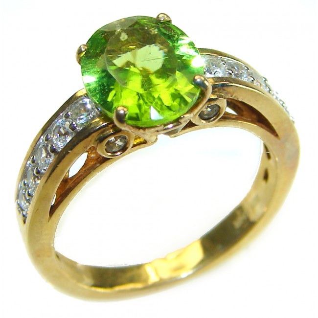 Incredible authentic Peridot 14K Gold over .925 Sterling Silver Perfectly handcrafted Ring s. 7 1/4