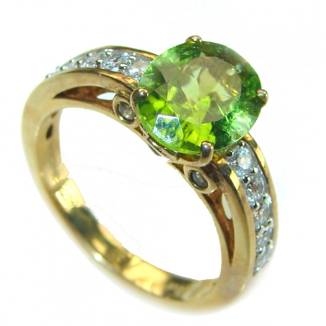 Incredible authentic Peridot 14K Gold over .925 Sterling Silver Perfectly handcrafted Ring s. 7 1/4