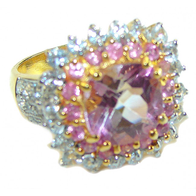 Perfect and Simple Pink Sapphire 14K Gold over .925 Sterling Silver Ring s. 5