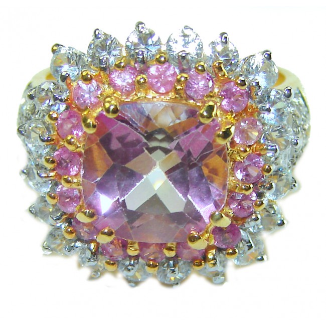 Perfect and Simple Pink Sapphire 14K Gold over .925 Sterling Silver Ring s. 5