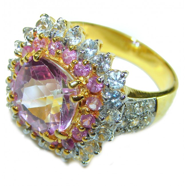 Perfect and Simple Pink Sapphire 14K Gold over .925 Sterling Silver Ring s. 5