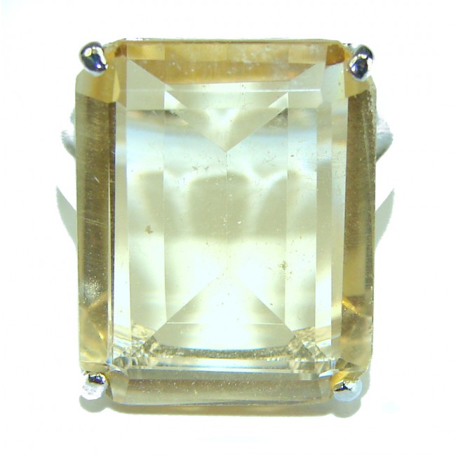 21.8 carat Genuine Lemon Quartz .925 Sterling Silver handcrafted ring size 6