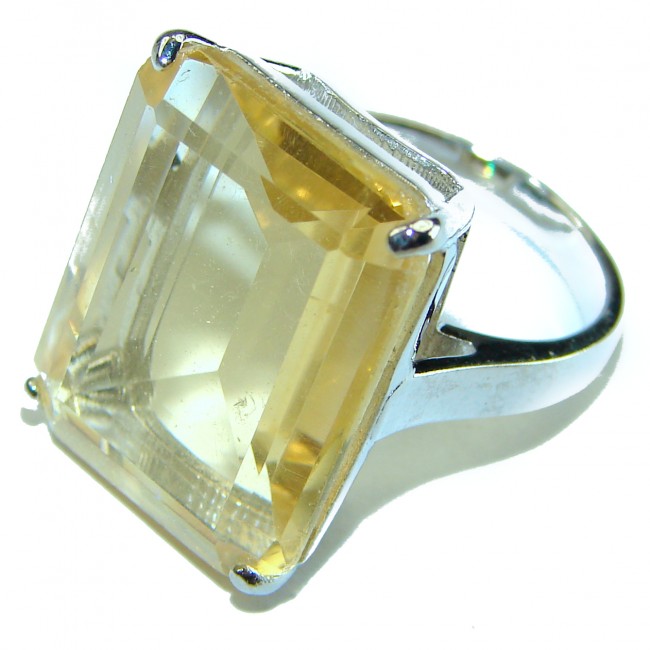 21.8 carat Genuine Lemon Quartz .925 Sterling Silver handcrafted ring size 6