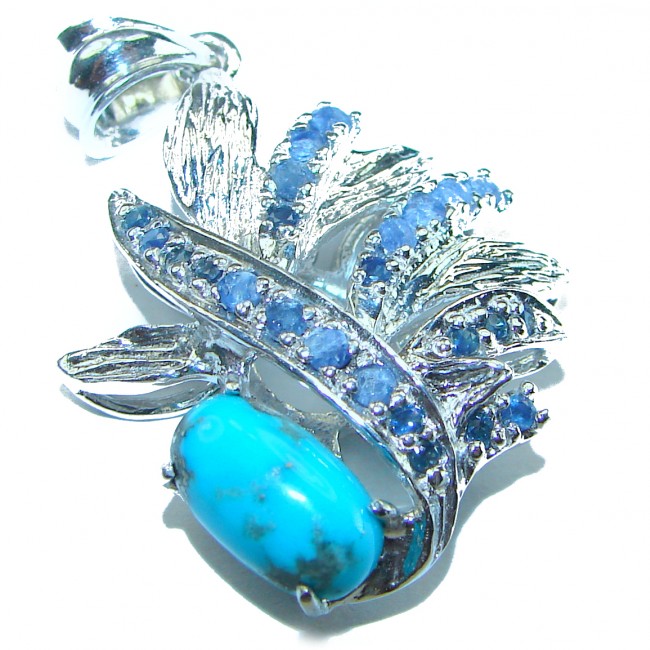 Turquoise Sapphire .925 Sterling Silver handmade pendant