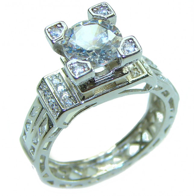 4.5 carat White Topaz .925 Sterling Silver handcrafted ring size 7 1/4