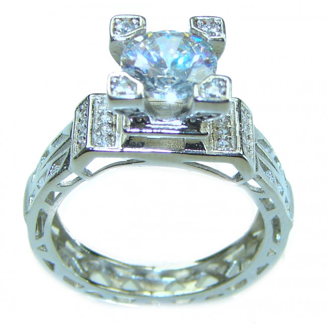 4.5 carat White Topaz .925 Sterling Silver handcrafted ring size 7 1/4