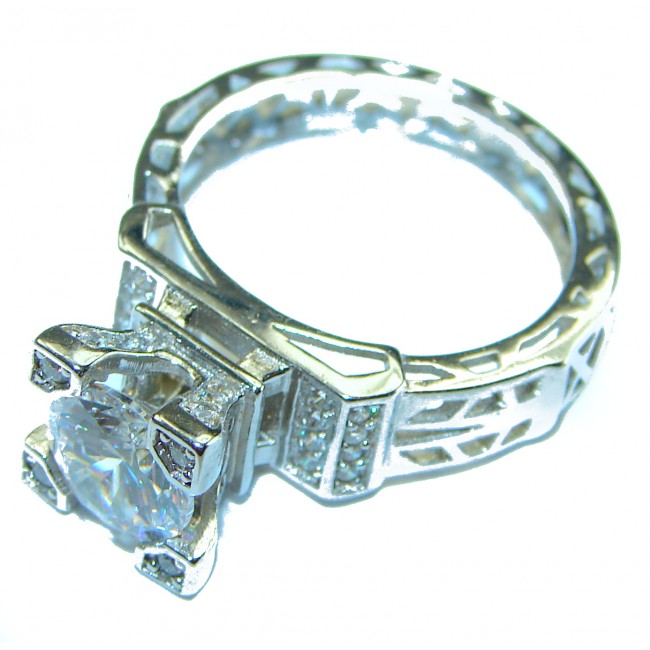 4.5 carat White Topaz .925 Sterling Silver handcrafted ring size 7 1/4