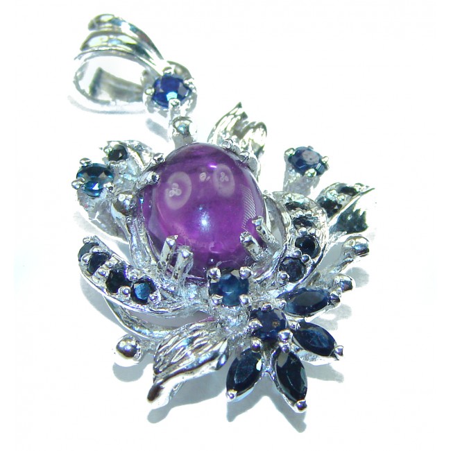 Best quality Genuine Amethyst Sapphire .925 Sterling Silver handcrafted pendant