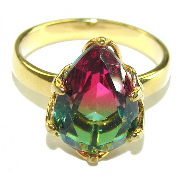 Brazilian Tourmaline 18K Gold over .925 Sterling Silver Perfectly handcrafted Ring s. 8