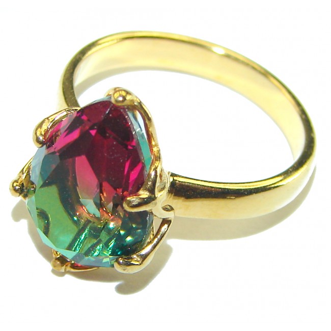 Brazilian Tourmaline 18K Gold over .925 Sterling Silver Perfectly handcrafted Ring s. 8