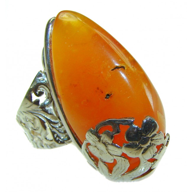 Modern Concept Natural Butterscotch Baltic Amber .925 Sterling Silver ring s. 7 adjustable