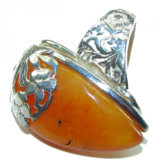 Modern Concept Natural Butterscotch Baltic Amber .925 Sterling Silver ring s. 7 adjustable