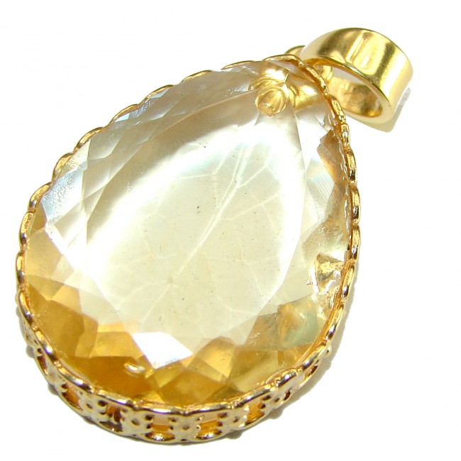 Authentic Golden Lemon Quartz 14K Gold over .925 Sterling Silver handmade Pendant