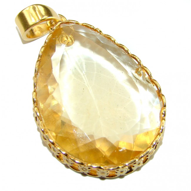 Authentic Golden Lemon Quartz 14K Gold over .925 Sterling Silver handmade Pendant