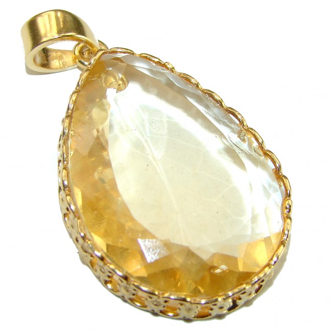 Authentic Golden Lemon Quartz 14K Gold over .925 Sterling Silver handmade Pendant