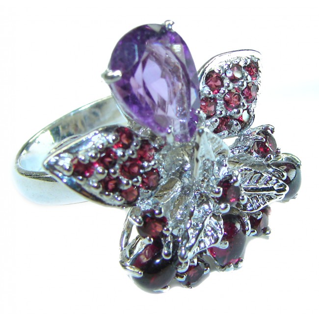 Spectacular 11.5 carat Amethyst .925 Sterling Silver Handcrafted Statement Ring size 8 1/4