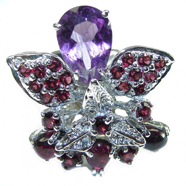 Spectacular 11.5 carat Amethyst .925 Sterling Silver Handcrafted Statement Ring size 8 1/4